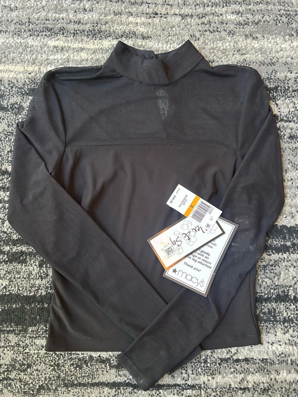 NWT ALEX & SOPHIA Mesh Long Sleeve Mock Neck Top